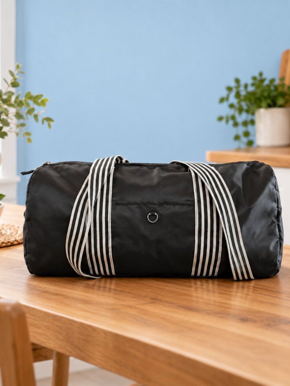 J.M. Wechter for DSW Black White Nylon Travel Duffle Bag NWT